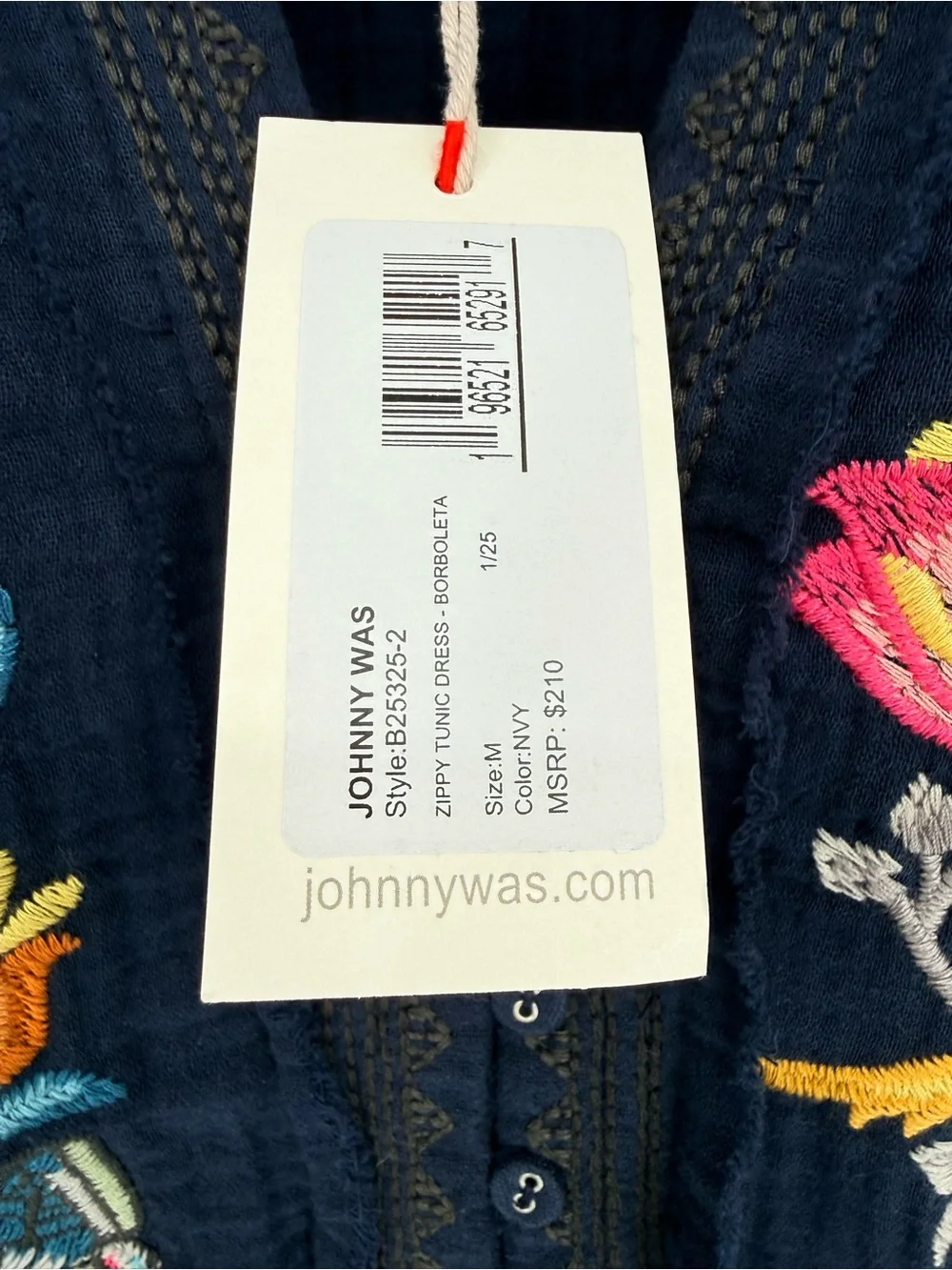 NEW Johnny Was Biya Zippy Tunic Dress Borboleta Blue Butterfly Embroidered Med M - Picture 5 of 13